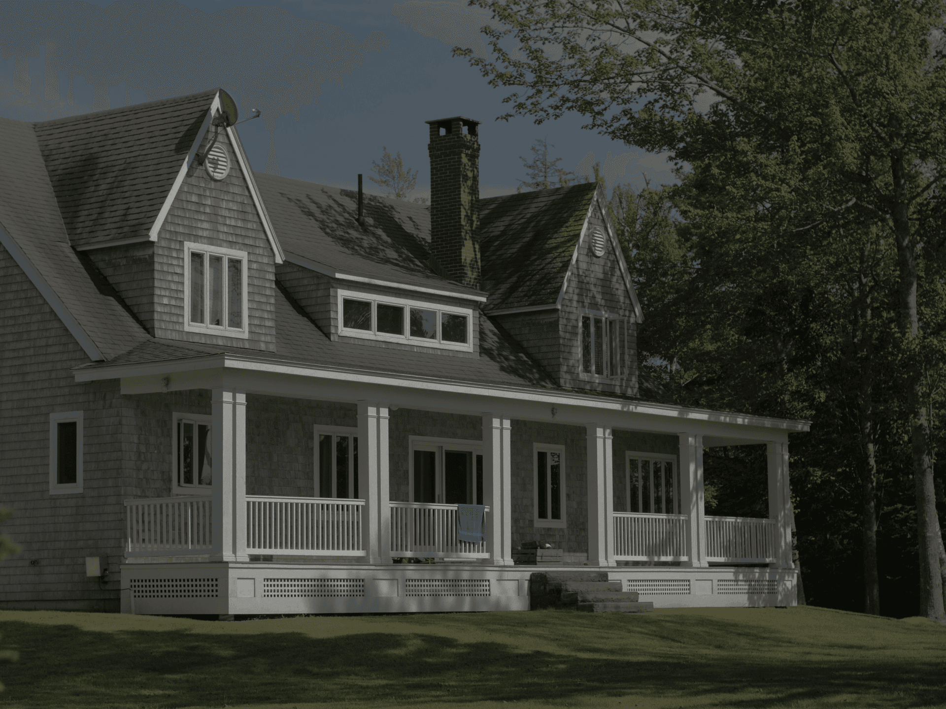 Gray and White house with porch
