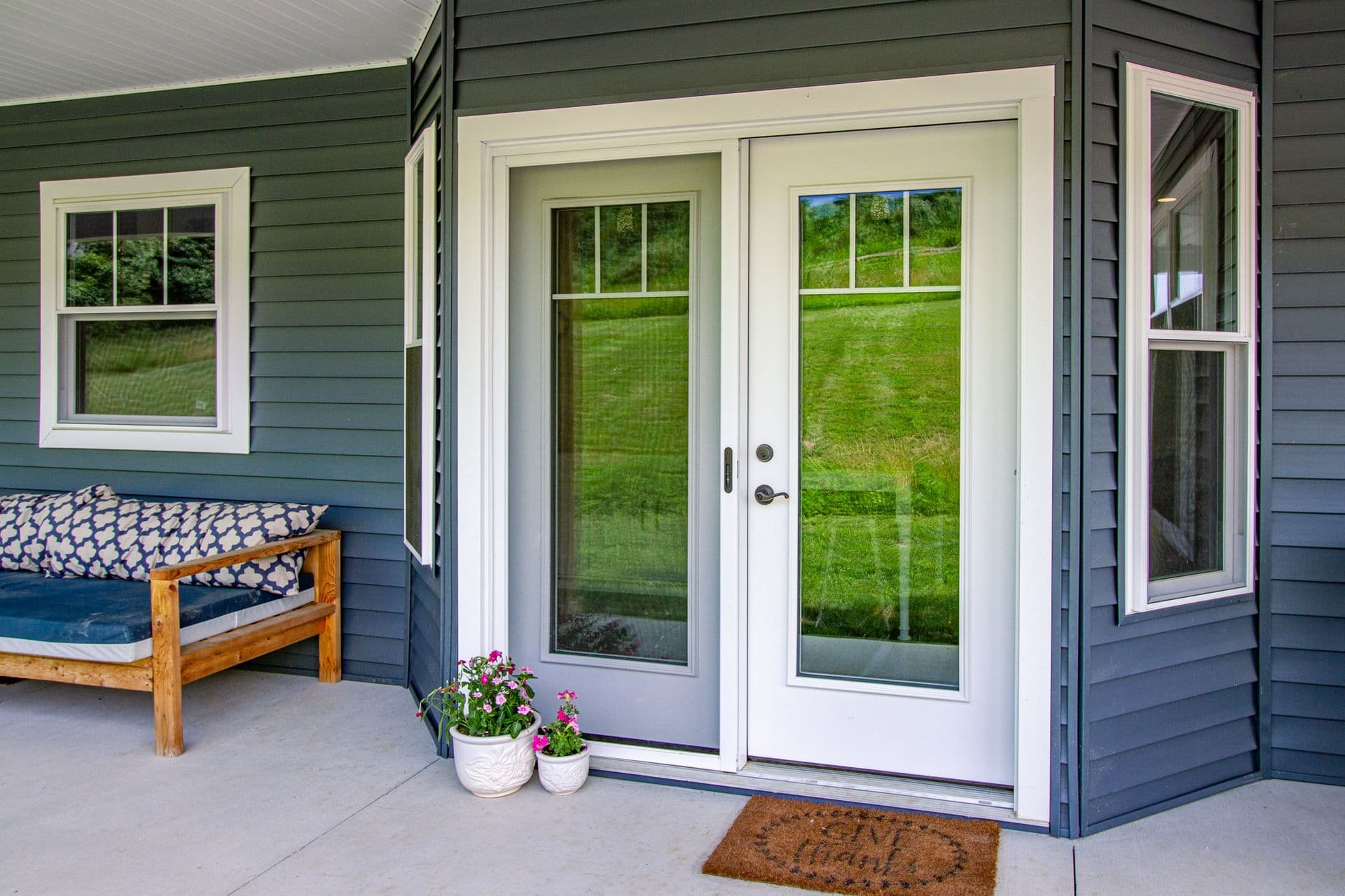 Hinged door outside home
