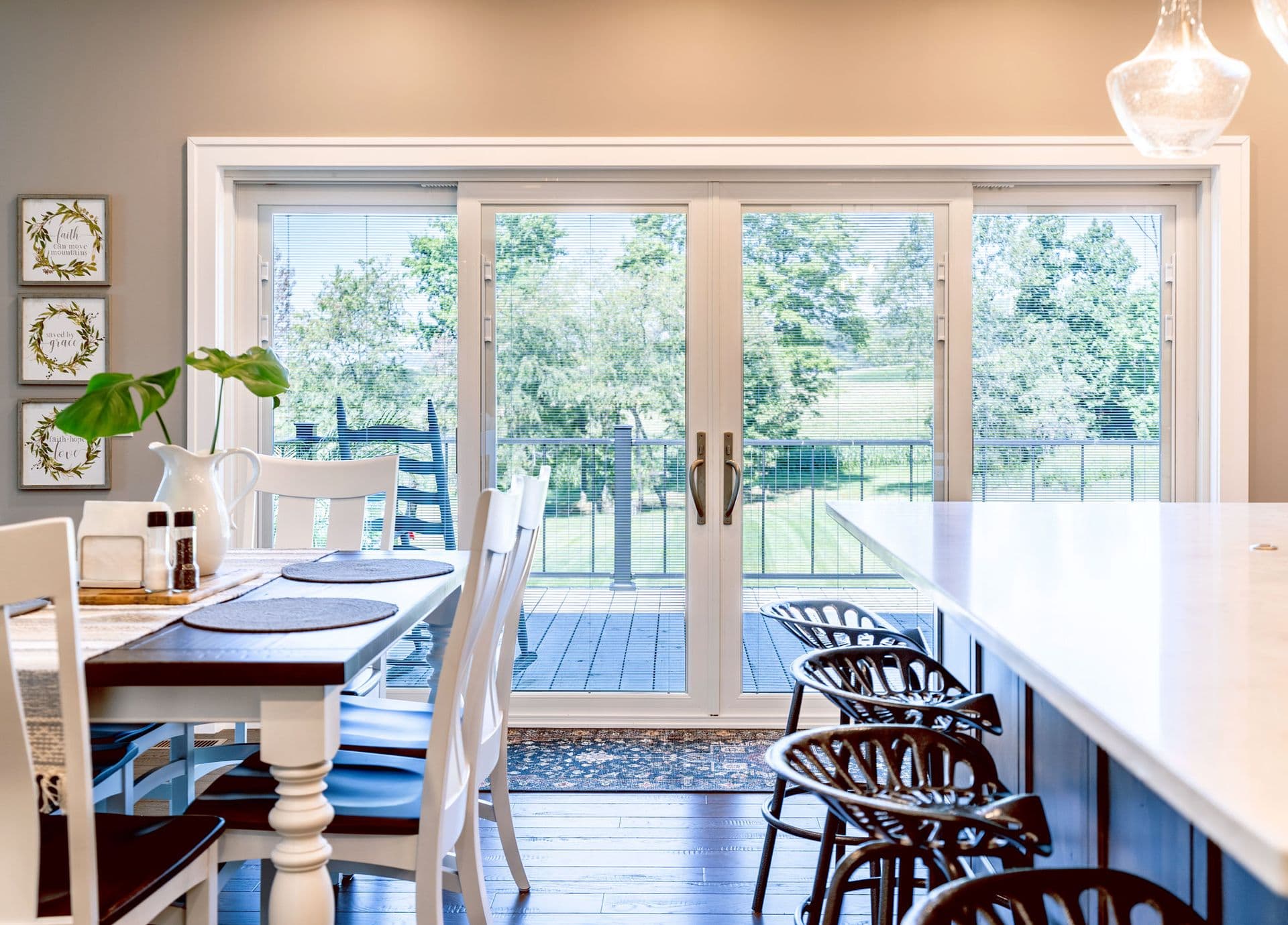 Sliding patio door inside home